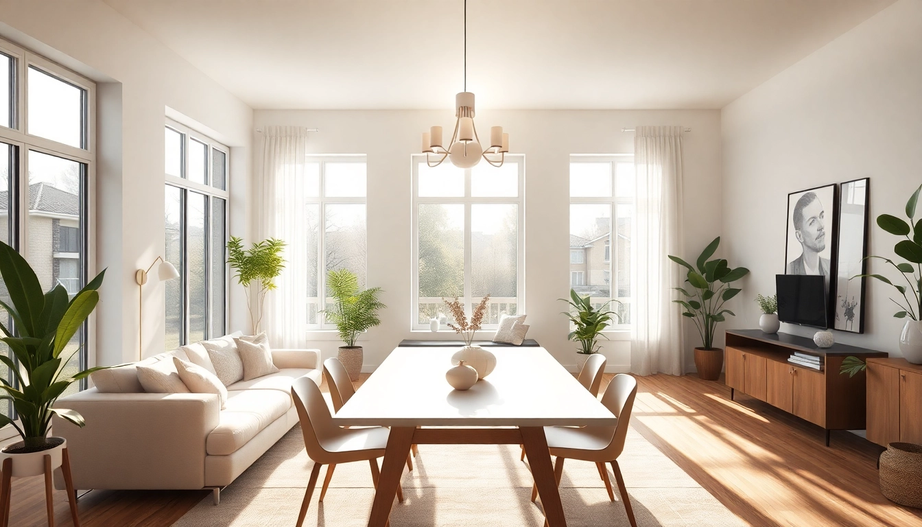 Bright and elegant pendant light in a modern living room, showcasing Shop ModernLighting style.